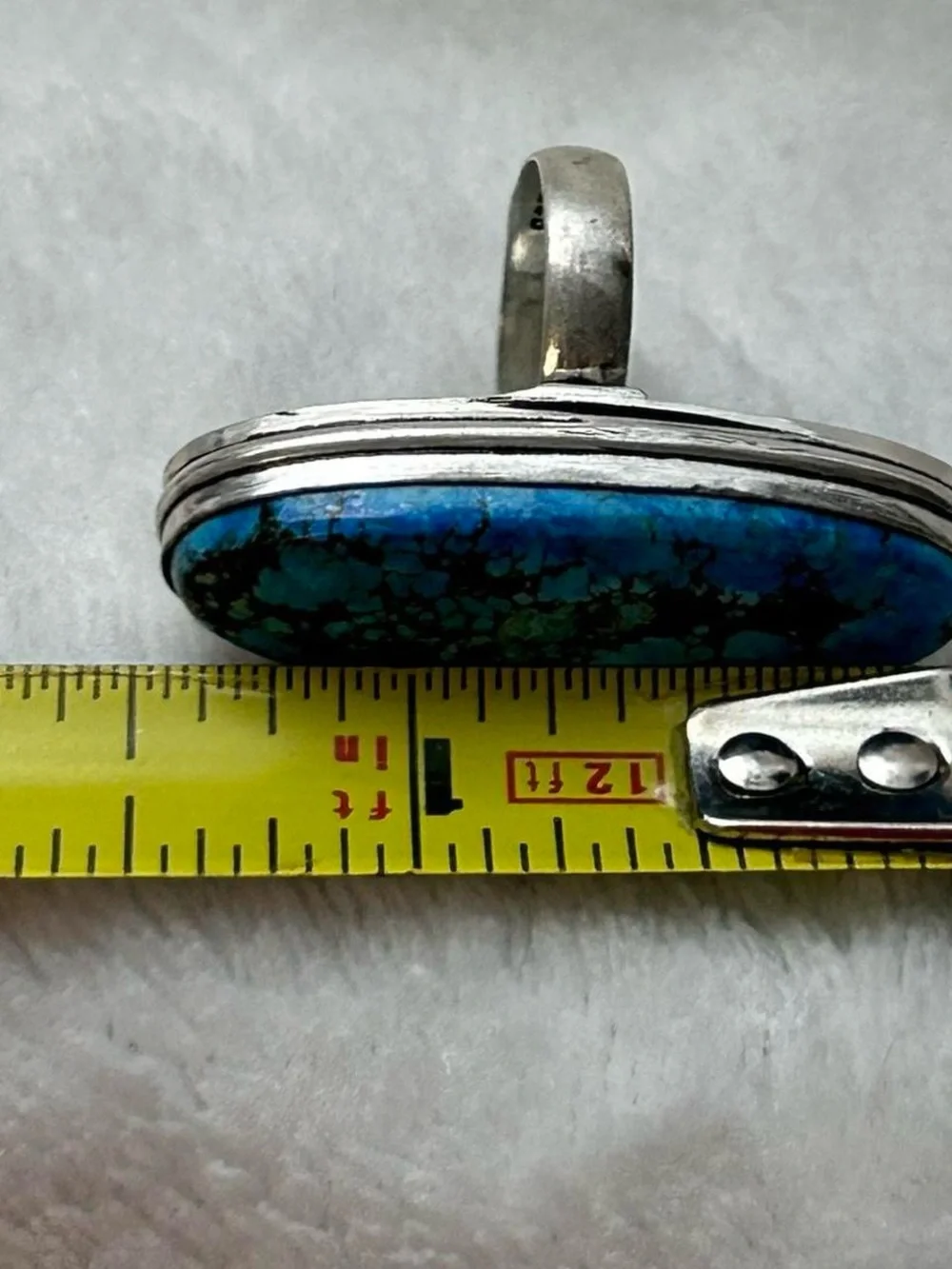 925 Silver Blue Turquoise Oval Statement Ring - Women Jewelry
